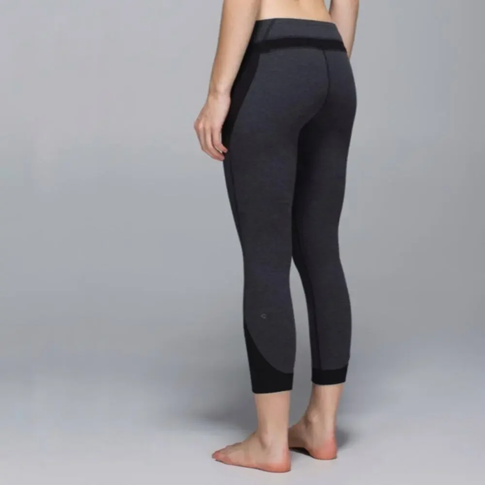 Lululemon Refine Crop Leggings Size 4 Colorblock Stretch Cotton Pants Gym Run